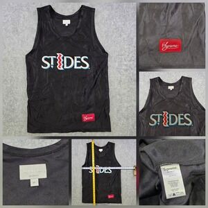 Supreme Jersey Mens Medium Black ST IDES Logo Graphic Basketball Mesh Tank Top